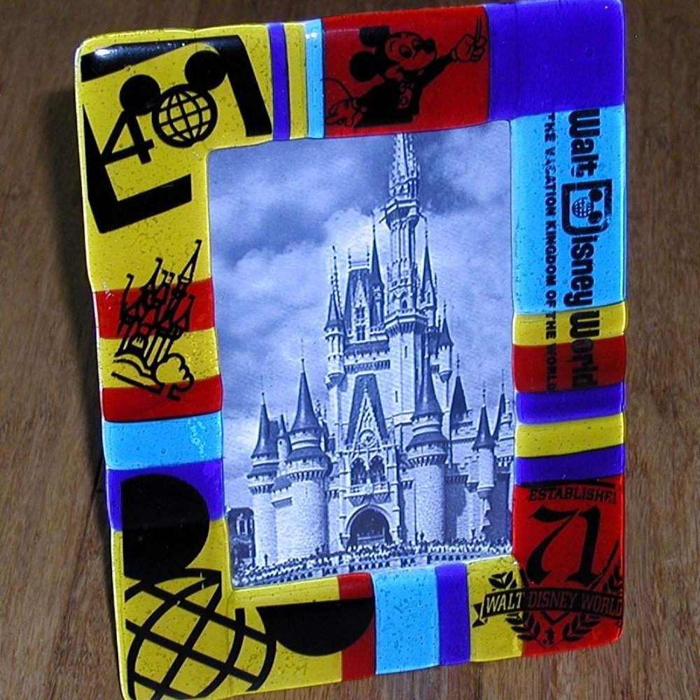 WDW Disney Magic Kingdom 40th Anniversary Glass Picture Photo Frame EUC NLA
